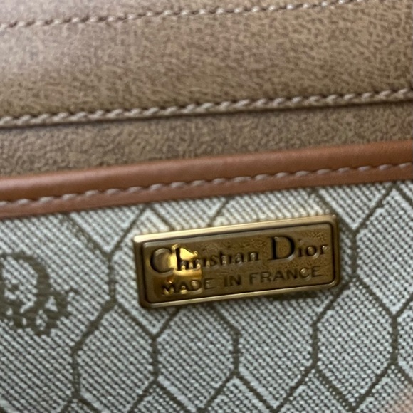 Vintage Dior honeycomb Beige & Brown Coated Canvas Shoulder Bag-no dustbag - Picture 10 of 16